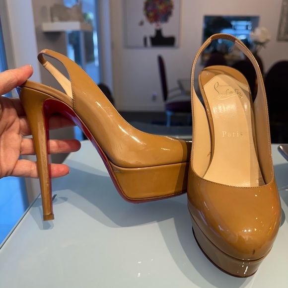 Christian Louboutin Nude Patent Slingback Heels size 37/6.5 - Picture 6 of 15